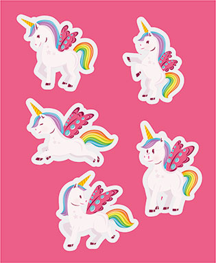 Αυτοκόλλητα Stickers Μονόκερος Unicorn (02117) new 5φύλλα