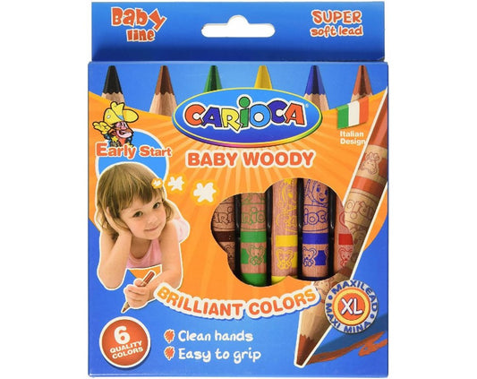 Ξυλομπογιές Carioca Baby Woody Jumbo (42084) 6τεμ