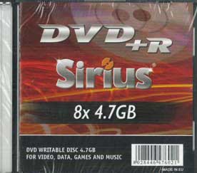 DVD+R Sirius Writable Disc 8X4,7GB 