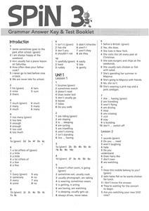 SPIN 3 GRAMMAR ANSWER KEY & TEST BOOKLET